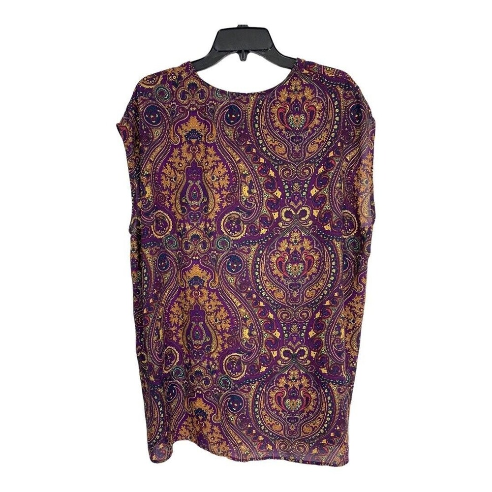 Show Me Your Mumu Womens Shirt Adult Size Small Tunic Purple Paisley Sheer Top - Picture 2 of 7